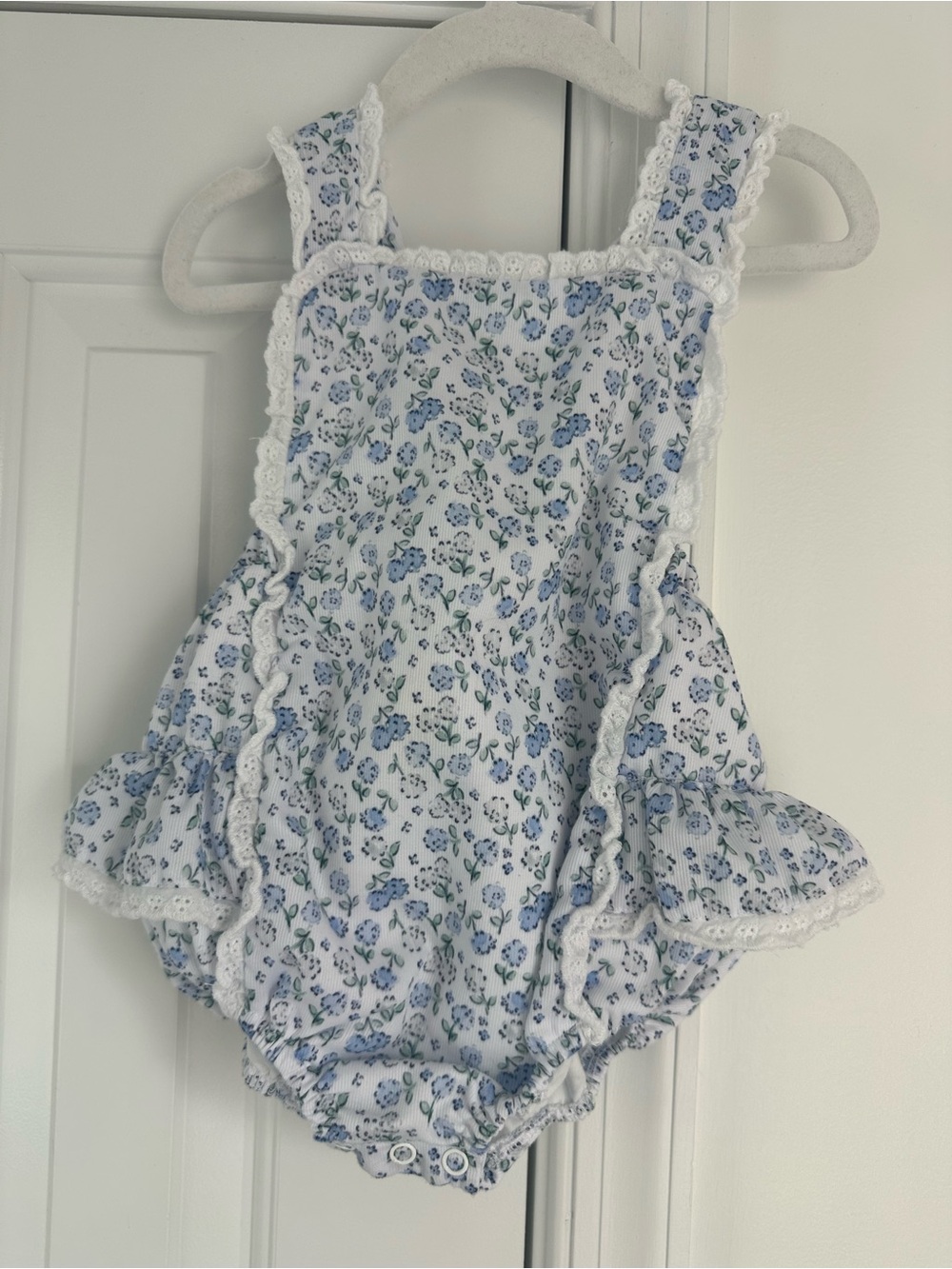 Smockingbird blue floral print bubble 12n EUC